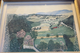 Vintage Grandma Moses Art Print Framed Hoosick Valley from My Window Pastoral - £74.45 GBP