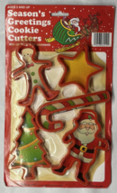 Tony Season&#39;s Greetings Cookie Cutters Christmas Themed 5 Piece Red New - £5.19 GBP
