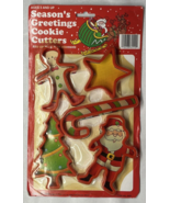 Tony Season&#39;s Greetings Cookie Cutters Christmas Themed 5 Piece Red New - £5.13 GBP