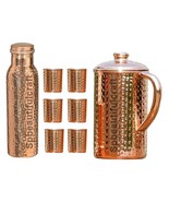 Hammered Copper Drinking Bottle Water Pitcher Jug Tumbler Glass 1500ML S... - £54.53 GBP