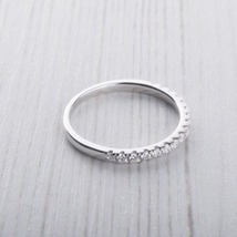 Round Cut CZ Wedding Band, Half Eternity Pave Wedding Ring, Ladies Wedding Band - £61.14 GBP