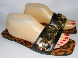 Picnicfun Women Size 8 M Flats Leopard Print Slides Sandals Faux Leather... - $366.45 MXN