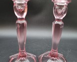 Pair of Two (2) Fenton 8.5&quot; Purple Pink Single Taper Light Candle Holder... - £38.83 GBP