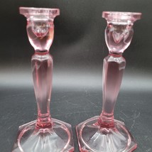 Pair of Two (2) Fenton 8.5&quot; Purple Pink Single Taper Light Candle Holder... - £38.69 GBP