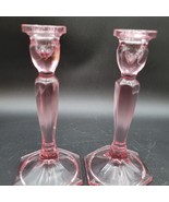 Pair of Two (2) Fenton 8.5&quot; Purple Pink Single Taper Light Candle Holder... - £38.94 GBP