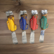 Set of 4 Boston Warehouse Golf Bag Butter Cheese Spreader Knives 5&quot; Stai... - €9,35 EUR