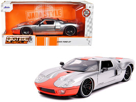 2005 Ford GT Silver with Orange Stripe &quot;Bigtime Muscle&quot; 1/24 Diecast Mod... - £31.73 GBP