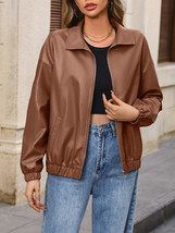 Zip Up Dropped Shoulder Jacket - $34.99