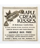 Homer Hoag Maple Cream Kisses 1897 Advertisement Victorian Candy ADBN1ttt - €17,24 EUR