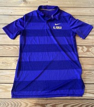Nike Dri Fit LSU Men’s Stripe Short Sleeve Polo Shirt Size S Purple E7 - £18.12 GBP