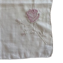 Handkerchief White Pink Hankie Floral Flowers Rose Square 14x15” - £5.66 GBP