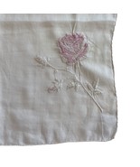 Handkerchief White Pink Hankie Floral Flowers Rose Square 14x15” - $7.20