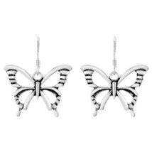 Magical Garden Butterfly Outline Sterling Silver Dangle Earrings - £13.24 GBP