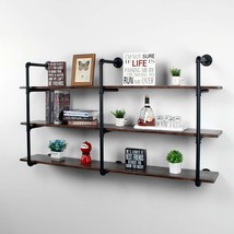 Industrial Retro Pipe Shelf 63In 3 Tier Wall Mounted,Rustic Floating Shelves,Far - £241.48 GBP