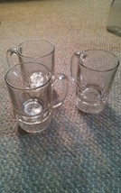 000 Lot of 3 Beer Mugs Clear Glass 5&quot; Tall With Handle - £13.36 GBP
