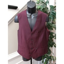INC Slim Fit Maroon Button Front Dress Vest Men&#39;s Size M Burgundy Formal... - $29.70