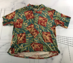 Island Republic Hawaiian Shirt Mens XL Silk Teal Green Red Palm Martini Aloha - £14.87 GBP