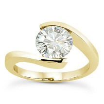 Round Cut Moissanite 14k Yellow Gold Tension-Setting Solitaire Engagement Ring - £510.30 GBP+