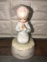 1983 Musical Lefton The Christopher Collection Girl Praying First Communion READ - £20.17 GBP