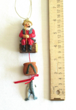 Vintage Santa Sitting On A Log Fishing Christmas Tree Ornament Dangling Basket - £11.24 GBP