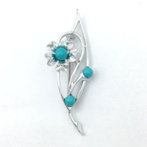 SARAH COVENTRY Blue Notes flower brooch - 1967 silver-tone turquoise blue pin - £14.46 GBP