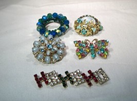 Vintage Rhinestone Brooches &amp; Pins - Lot of 5 - K356 - £38.33 GBP