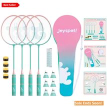 Beginners Badminton Racket Set with Shuttlecocks Grip Tapes and Bag Gree... - $73.21