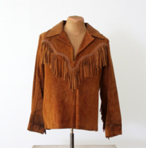 Old American Buckskin Shirt Western Wear Mountain Man Fringed Pullover S... - £62.12 GBP+