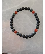 Kambaba Jasper, Carnelian, and Lava rock  6mm. bead stretch bracelet size 7in. - $20.00