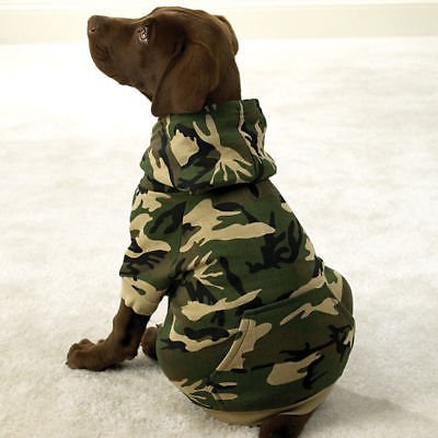 CAMO Hoodies for Dogs Camouflage Warm Dog Sweatshirts (Medium Green)