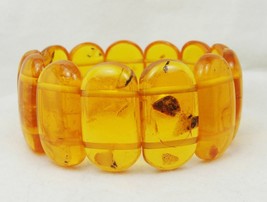 Estate Handcrafted Honey Baltic Amber Round Link Stretch Bracelet - £213.13 GBP