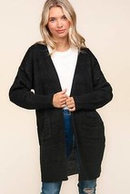 Haptics Stripe Textured Open Front Cardigan with Pockets - £44.78 GBP