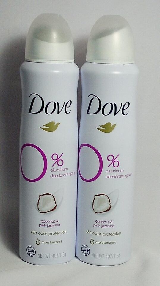 LOT Of 2 Dove 0% Aluminum Free Coconut & Pink Jasmine Deodorant Spray 4 Oz - $20.43