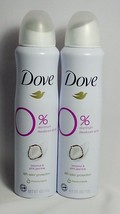 LOT Of 2 Dove 0% Aluminum Free Coconut &amp; Pink Jasmine Deodorant Spray 4 Oz - £16.33 GBP