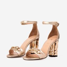 The Avlonya Block Heel Gold Leather Ankle Strap Women Sandal image 2