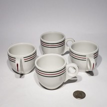 Set fo 4 Cappuccino Demitasse Cups Green Red Green Stripe Restaurant Ware - £7.82 GBP