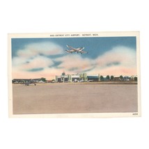 Postcard Airplane Detroit City Airport, 2 Planes Flight Runway Post Card - $6.89