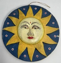 Mexican Sun &amp; Moon Eclipse double sided wall hanging sculpture hand pain... - $25.71