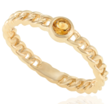 14k Solid Yellow Gold Dainty Round Cut Citrine Gemstone Stackable Ring - £255.07 GBP