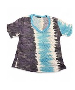 DAVID CLINE  Crushed Top V Neck Short Sleeve Purple/Blue White Tie Dye H... - $18.81