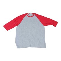 Blank Gildan Heavy Cotton Raglan Tee 3/4 Sleeve Mens Baseball T-Shirt Red 3XL - £11.19 GBP