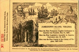 Old Church Tower Ticket Jamestown Island Colony Area Virginia VA National Park - £7.32 GBP