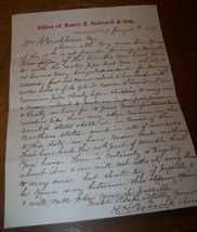 1869 ANTIQUE HENRY S BABCOCK &amp; SON BILLHEAD LETTER WATERTOWN NY WOODEN PIPE - £21.30 GBP