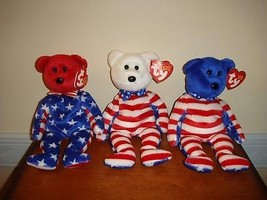 Ty Beanie Babies Liberty 3 Patriotic Bears - £19.91 GBP