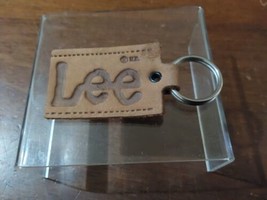 Vintage Lee Jeans Branding Leather Patch Logo Keyring Keychain 2&quot; 1980s - £8.85 GBP