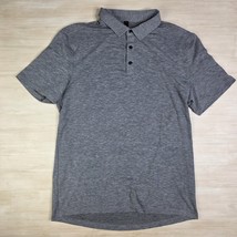 Lululemon Performance Polo Men’s Size Large Gray Knit Tech Short Sleeve ... - $34.54