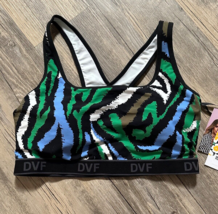 Diane Von Furstenberg x Target Racerback Disco Zebra Green Sports Bra Si... - $18.29
