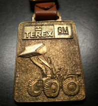 GM Terex Key Chain Fob with Brown Leather Luggage Tag Attachement Genera... - $8.99