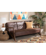 Holitz Dark Brown Faux Leather Effect Fabric Upholstered and Walnut Brow... - $23,949.73 MXN