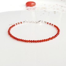 Red agate stone bracelet,handmade silver bracelet,healing bracelet,beaded thin s - £22.10 GBP